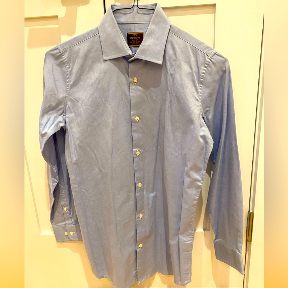 Boys Alfa Perry blue button down dress shirt size 18